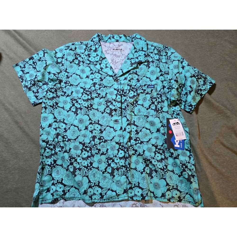 NWT KAVU Cedar Springs Womens Button Down T Shirt Size Medium Cotton Blend